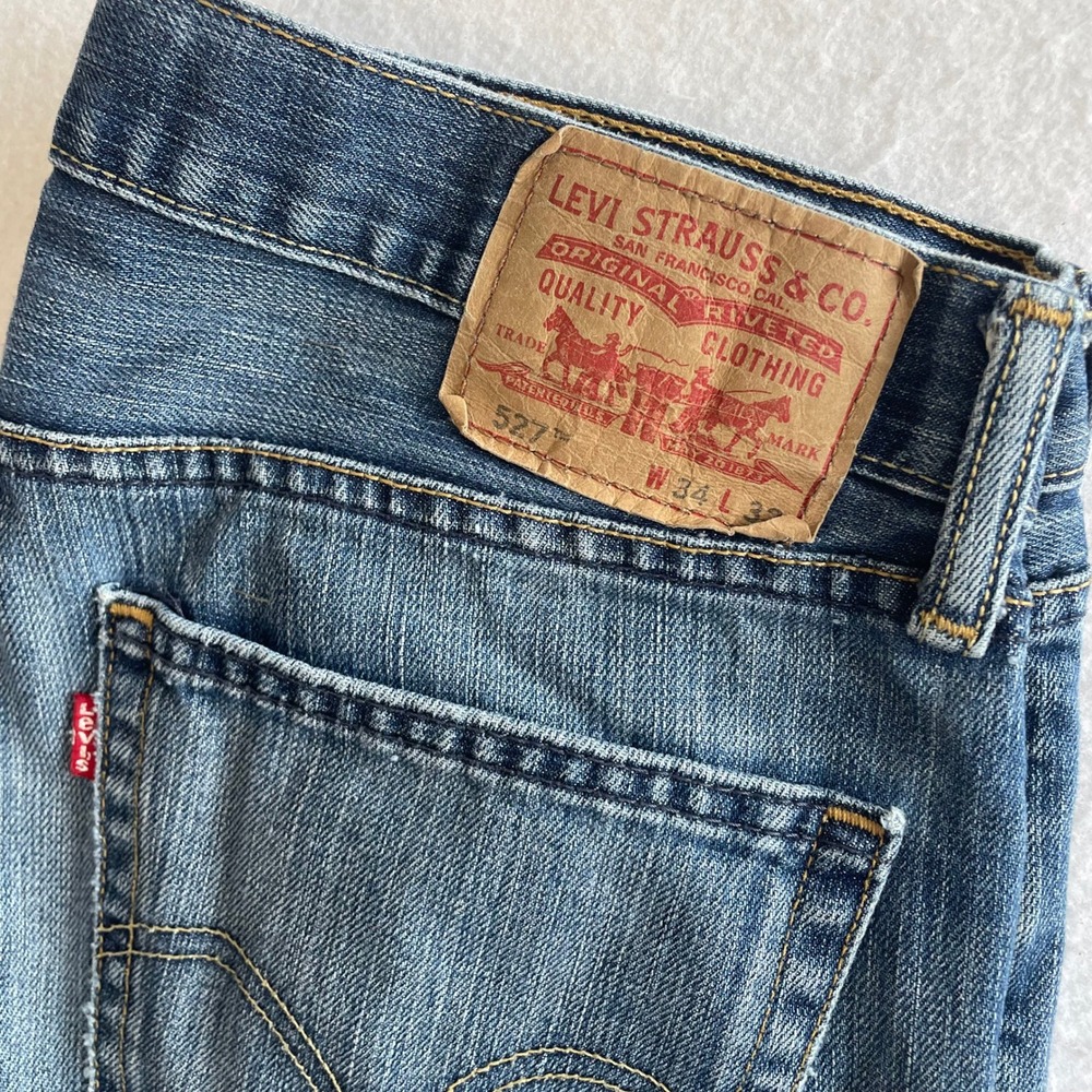 Levi's 527 Bootcut Jeans Mens 34x32 Blue Denim Low Rise Slim Fit Casual Wear
